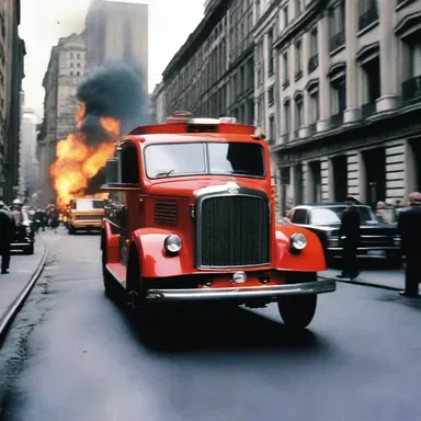 The movie showcased a thrilling chase scene involving a fire engine speeding through the city streets.