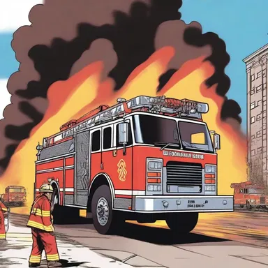 The comic book depicted a heroic fire engine coming to the rescue and extinguishing a massive fire.