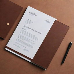 Generate a professional title page for a marketing report. Include the company name 'Jafferjees', a brand dealing with leather goods. Show some tasteful and elegant designs in the background made from high-quality leather products.