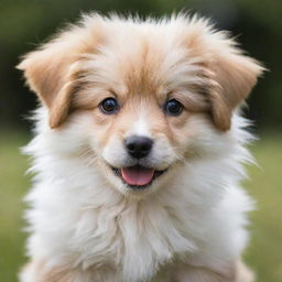 A cute puppy with fluffy fur, bright eyes, and a playful disposition.