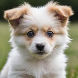 A cute puppy with fluffy fur, bright eyes, and a playful disposition.