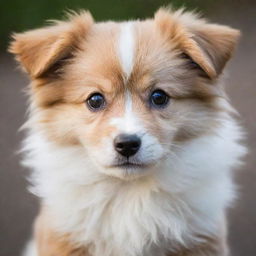 A cute puppy with fluffy fur, bright eyes, and a playful disposition.