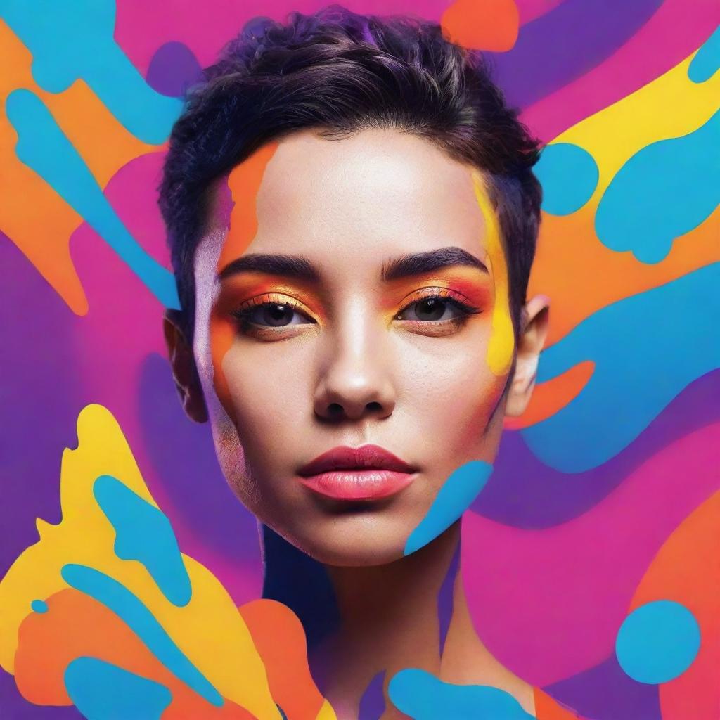 Create a unique, vibrant avatar with abstract features and captivating colors.