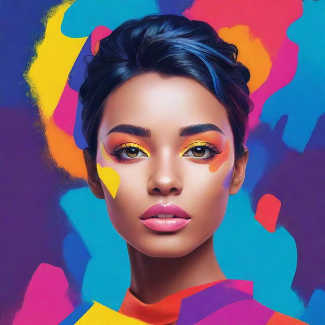 Create a unique, vibrant avatar with abstract features and captivating colors.