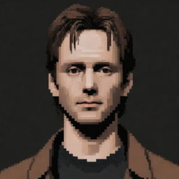 Create a pixel art profile picture of James Sunderland from Silent Hill.