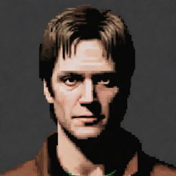 Create a pixel art profile picture of James Sunderland from Silent Hill.