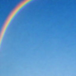 A vibrant, multi-colored rainbow arc stretching across a clear blue sky.