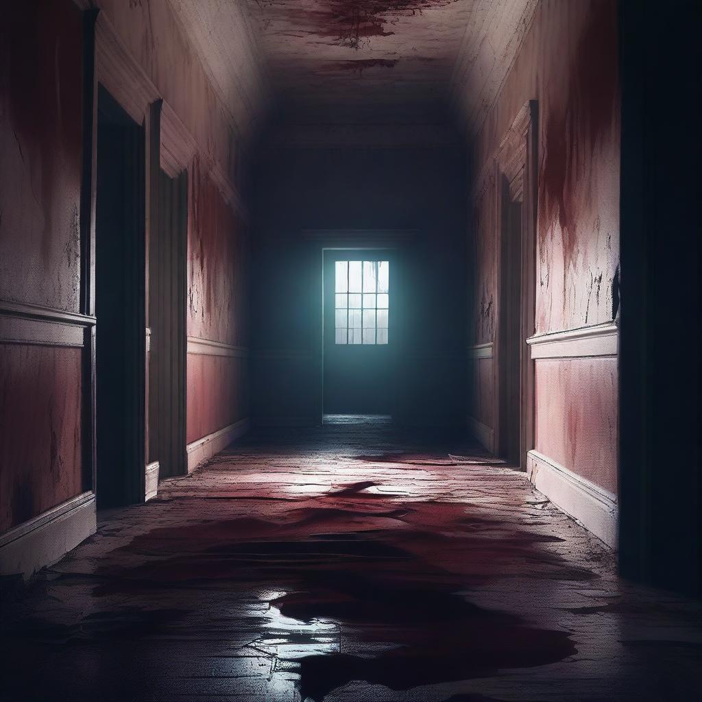 A highest quality digital art illustrating a daunting scene of an abandoned asylum