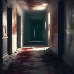 A highest quality digital art illustrating a daunting scene of an abandoned asylum