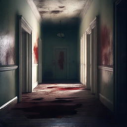 A highest quality digital art illustrating a daunting scene of an abandoned asylum