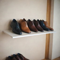 Elegant men's shoes neatly displayed in a classy setting