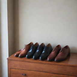 Elegant men's shoes neatly displayed in a classy setting