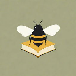 A playful logo featuring a bee and elements of a book