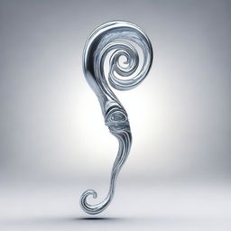 Depict a digital art image of a staff that appears to be crafted from flowing quicksilver