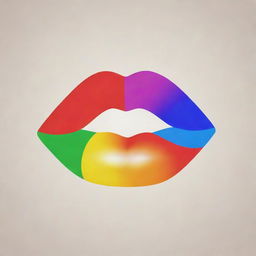 Generate a logo featuring multicoloured lips in hues of red, blue, green, yellow, purple and so on.