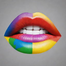 Generate a logo featuring multicoloured lips in hues of red, blue, green, yellow, purple and so on.