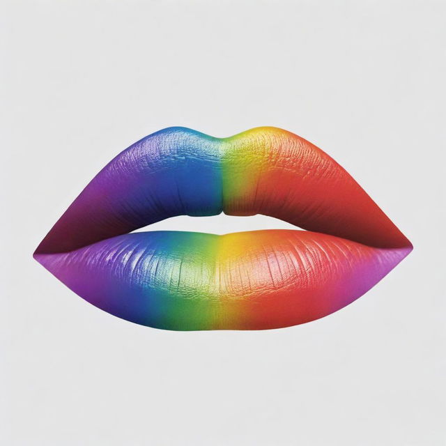 Generate a logo featuring multicoloured lips in hues of red, blue, green, yellow, purple and so on.