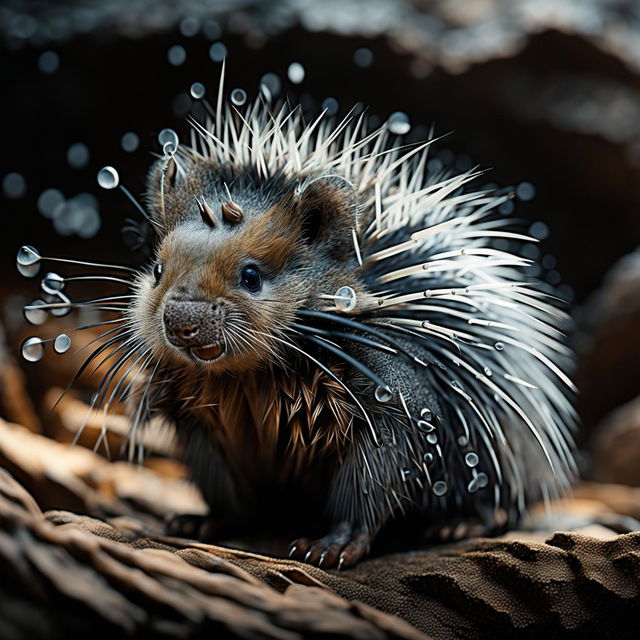 A regular porcupine with its small quills.