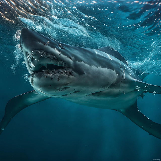 A hyper-realistic image of a standard shark.