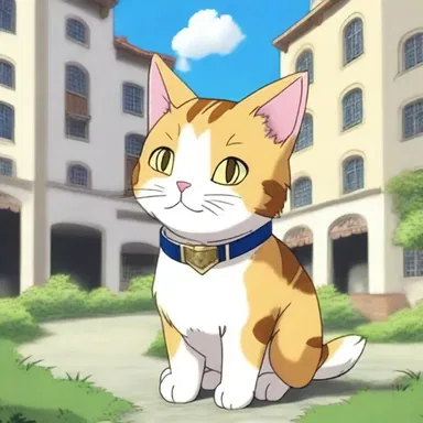 In the anime series, The Cat Returns, the main character is transformed into a tabby cat while exploring a cat kingdom.