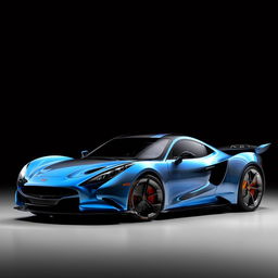 Glossy blue and black sports car with dynamic speed lines, and a large, elegant 'S' scripted on the side.