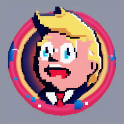 This is a digital pixel art image of a ultra-kawaii Donald Trump, perfect for a profile pic