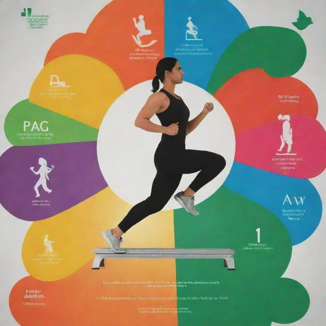 Design a poster emphasizing the importance of health through exercise, socialized in a Pakistani context, containing a balance of vivid colors. Authorship credited to 'Muhammad Syafi Febrian'.