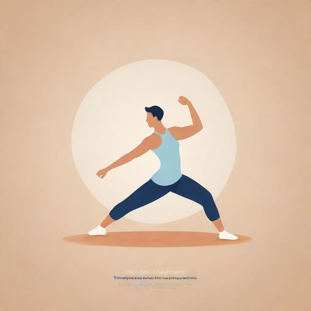 Design a minimalist poster featuring the title 'Taking Care of Your Health by Exercising', written in English, along with the author name 'Muhammad Syafi Febrian'. Employ a healthy and energetic theme.