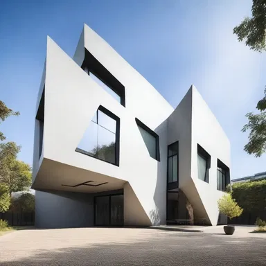 The architect designed the building with a sense of stiffness, using strong lines and rigid angles.