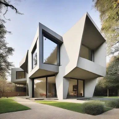 The architect designed the building with a sense of stiffness, using strong lines and rigid angles.