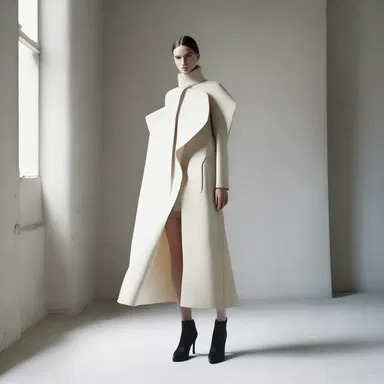 The designer created a new collection inspired by the concept of stiffness, incorporating stiff fabrics and structured silhouettes.