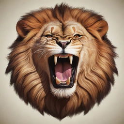 Create a detailed vector illustration of a roaring lion's head. The image should capture the powerful and majestic nature of the lion in its full roar.