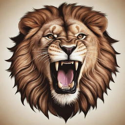 Create a detailed vector illustration of a roaring lion's head. The image should capture the powerful and majestic nature of the lion in its full roar.