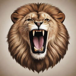 Create a detailed vector illustration of a roaring lion's head. The image should capture the powerful and majestic nature of the lion in its full roar.