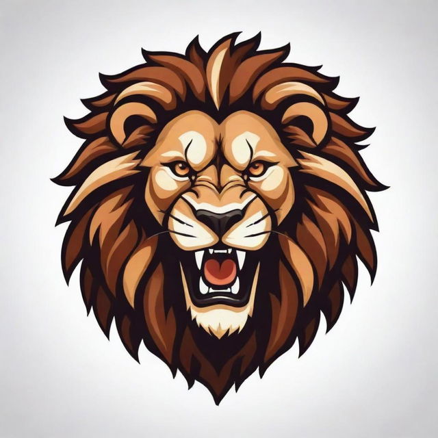 Craft a vector logo featuring a roaring lion's head on a white background. The lion should be detailed and majestic, symbolizing power and nobility.