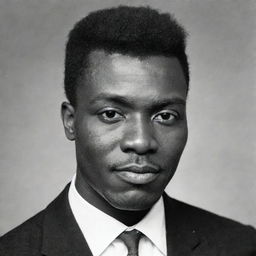 An early 50s Nigerian man of Igbo descent named Iyke. He has a short-cropped punk hairstyle, hazel eyes and black skin.