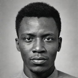 An early 50s Nigerian man of Igbo descent named Iyke. He has a short-cropped punk hairstyle, hazel eyes and black skin.