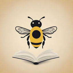 A creative logo of a bee within elements of a book