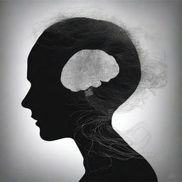 A high-quality digital art image for a book cover with various dark and professional theme suggestions: 1) 'Shadowed Mind': A theme featuring a silhouette of a human head with ripples emanating from it, symbolising the ripple effect in social psychology