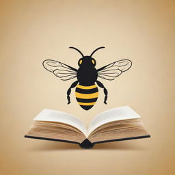 A creative logo of a bee within elements of a book