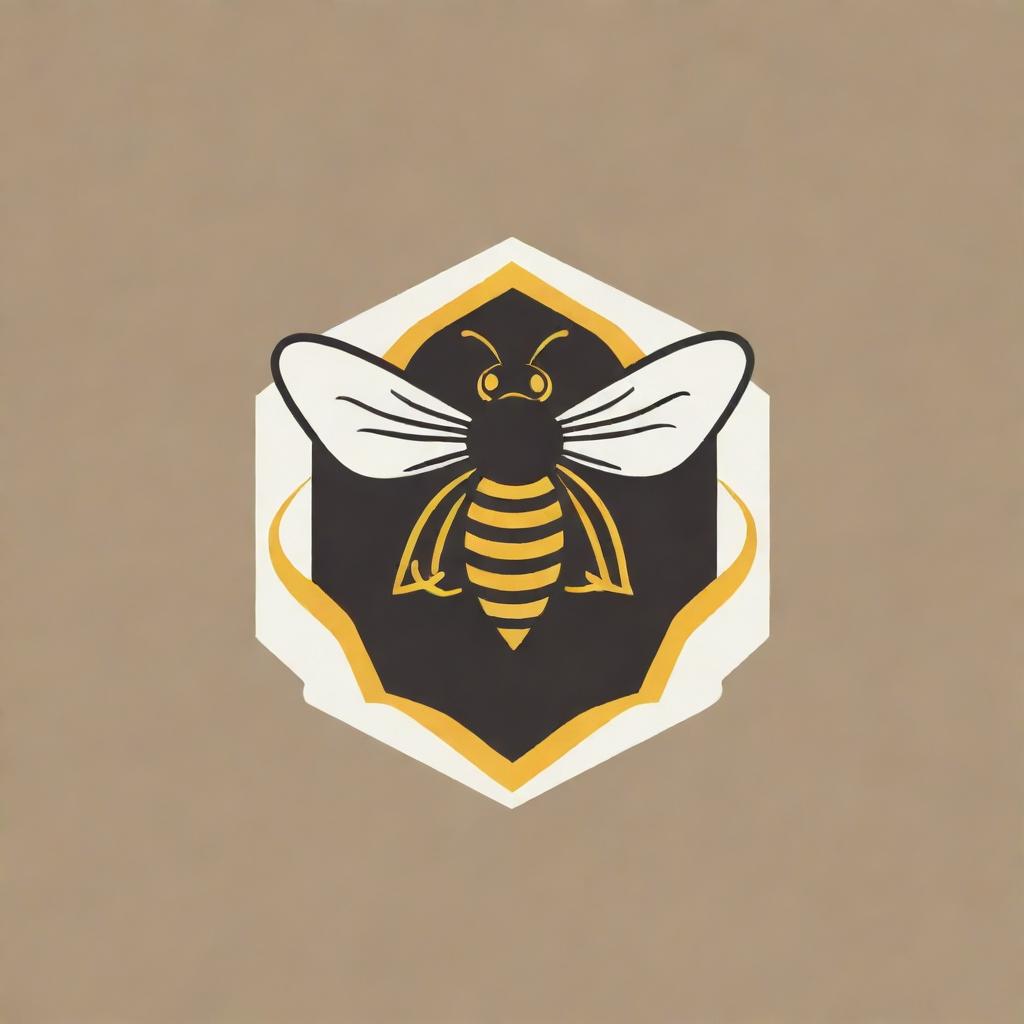 A dynamic logo incorporating a bee, book elements, and symbols of management