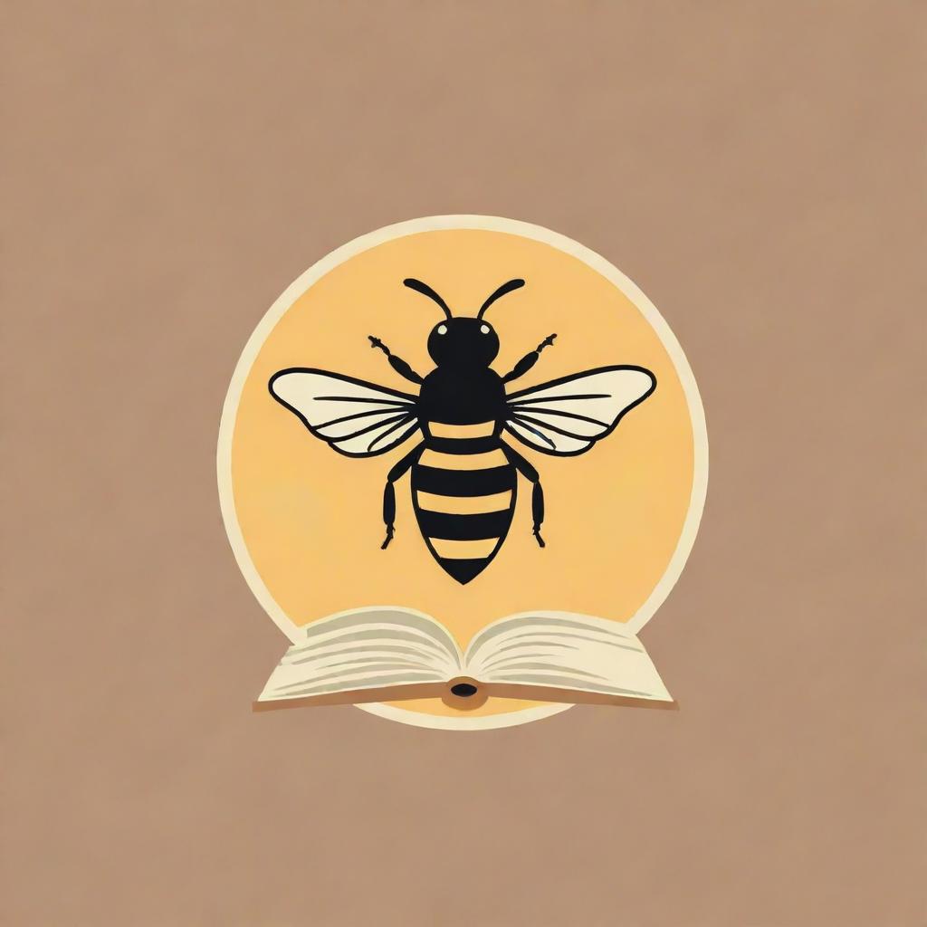 A charming logo featuring a bee and a book