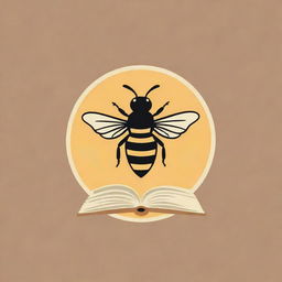 A charming logo featuring a bee and a book