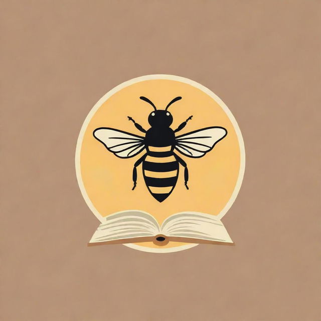 A charming logo featuring a bee and a book