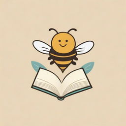 A charming logo featuring a bee and a book