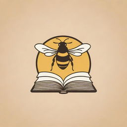 A charming logo featuring a bee and a book