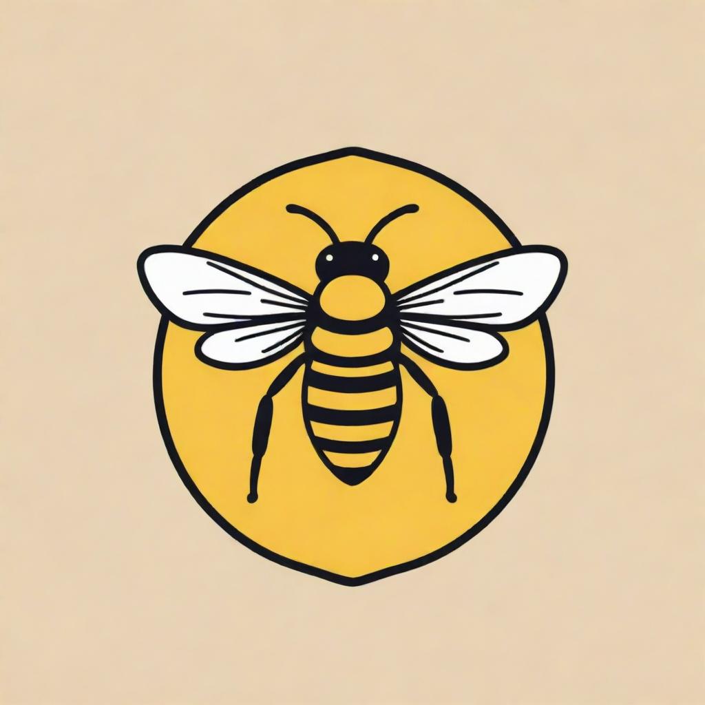 A vibrant logo design featuring a bee and book imagery