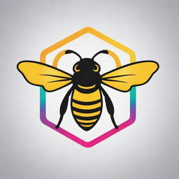 A vibrant logo design featuring a bee and book imagery