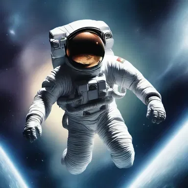 In the science fiction novel, the protagonist is a swooning astronaut floating through space.