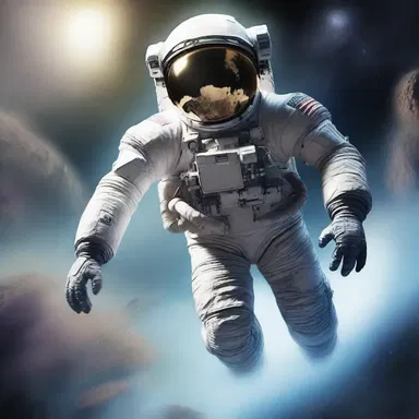 In the science fiction novel, the protagonist is a swooning astronaut floating through space.